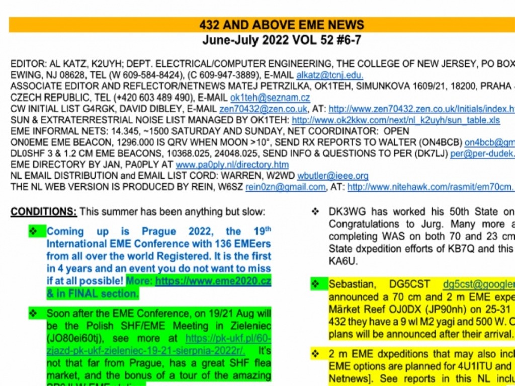 EME NL 12 - 2022 432 MHz up od K2UYH