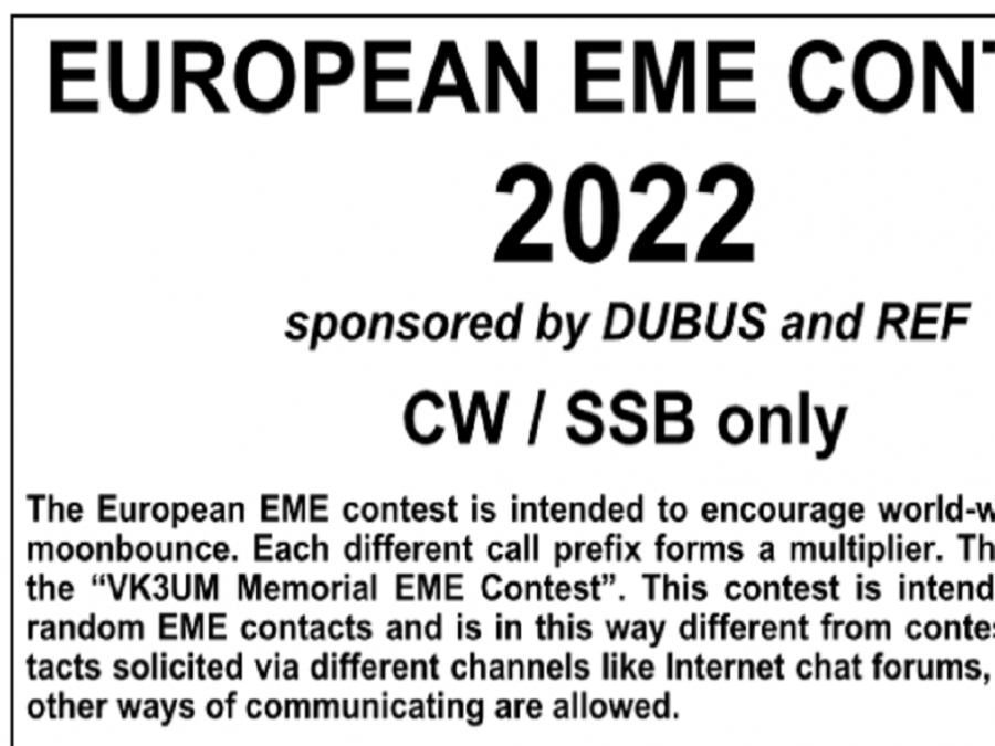 EME DUBUS v pásmu 10368 MHz a výše tento víkend