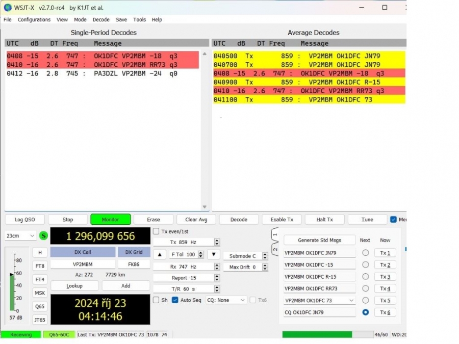 EME expedice VP2MBM v pásmu 1296 MHz