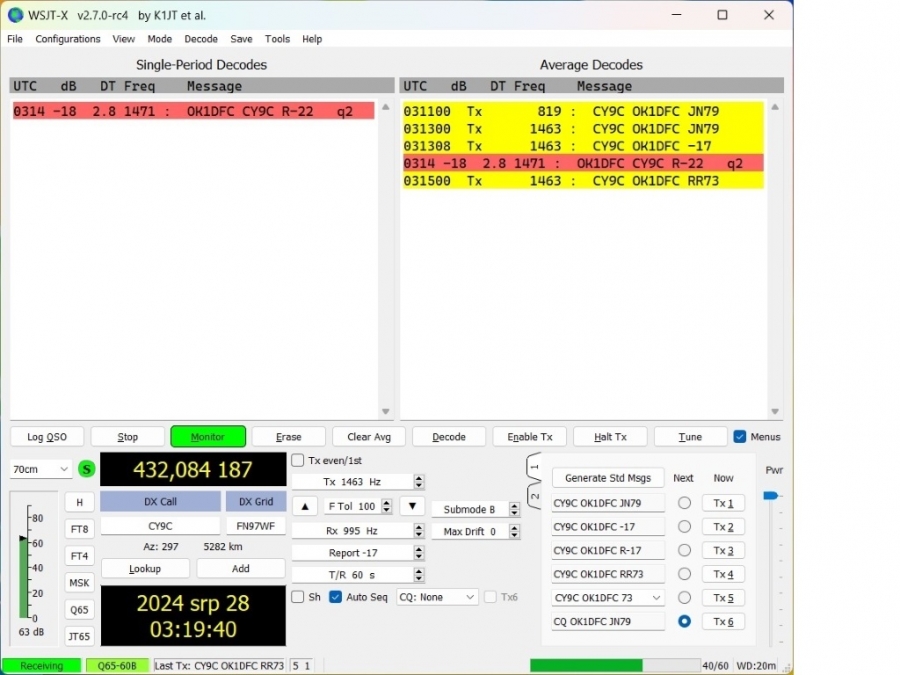 432 MHz EME expedice CY9C